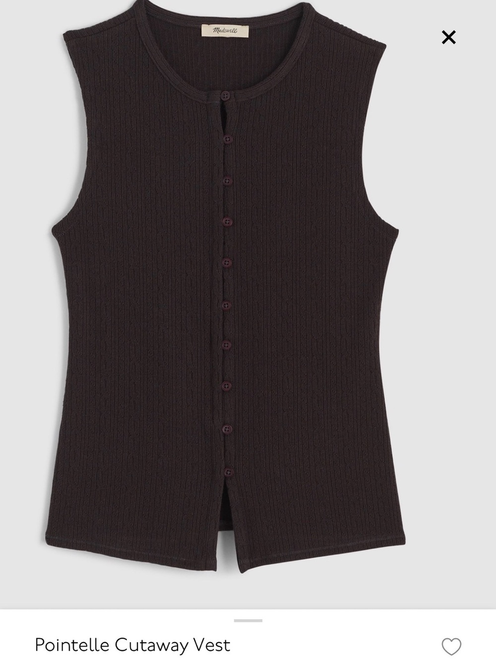 Madewell Pointelle Cutaway Vest